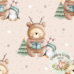 Christmas Bear- Natural-Leggings