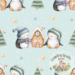 Penguin Party - Aqua- Leggings