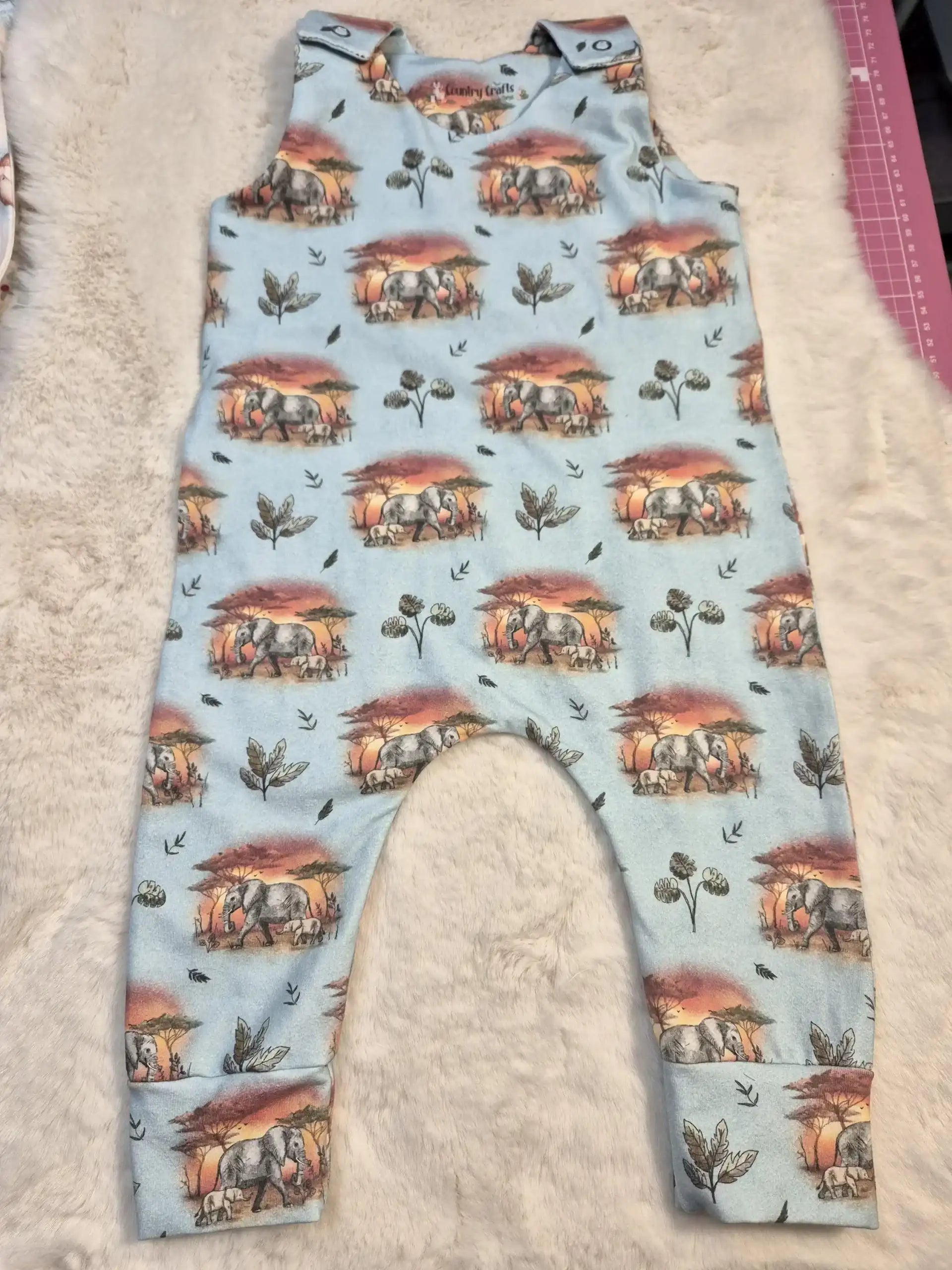 Elephants - Mint - Romper