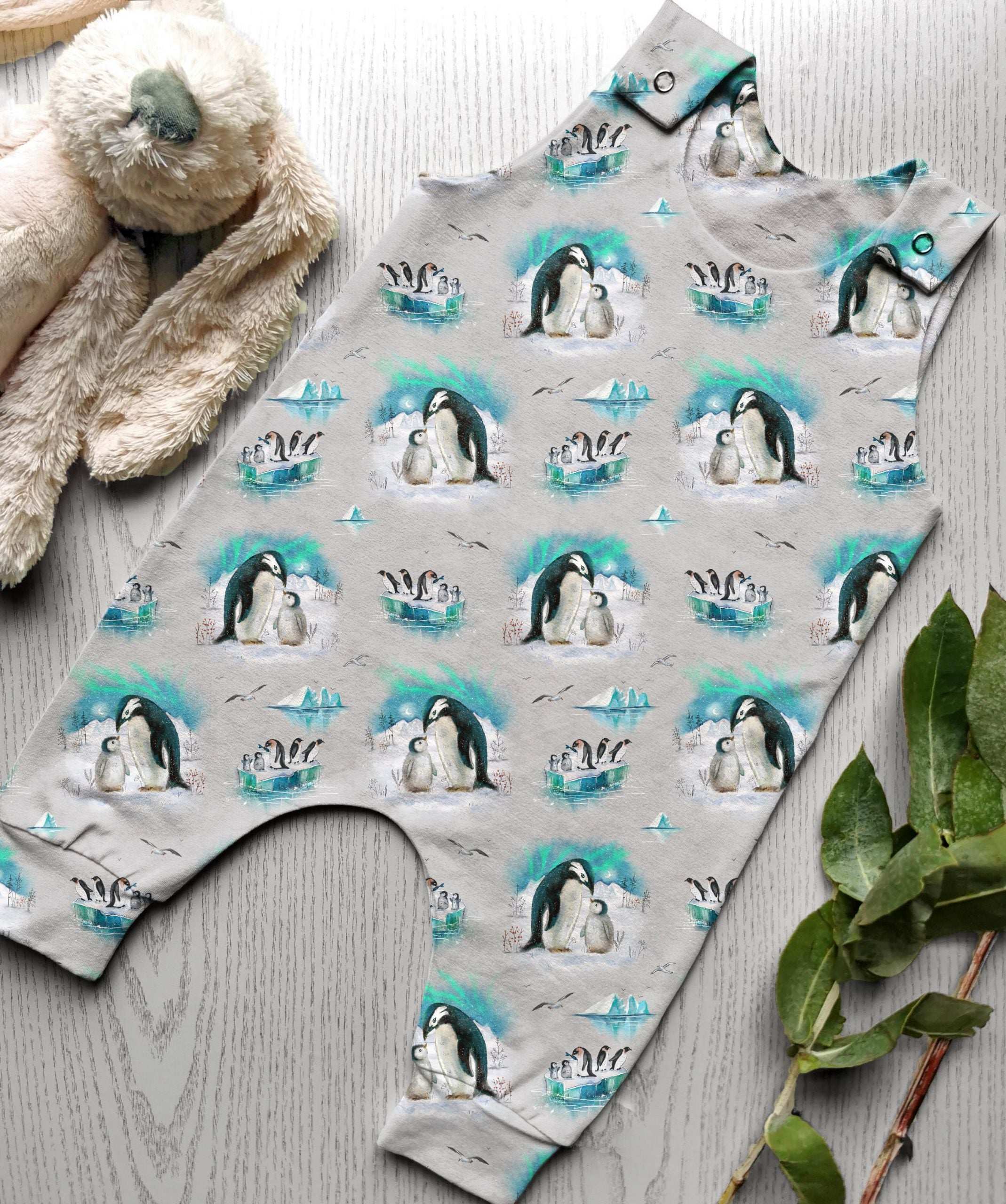 Penguins Mum & Baby - Stone- Romper