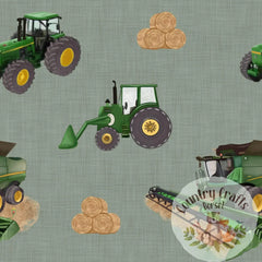 Combine & Tractor - Sage- Romper