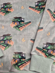 Combine - Sage - Jumper with matching solid colour cuffs