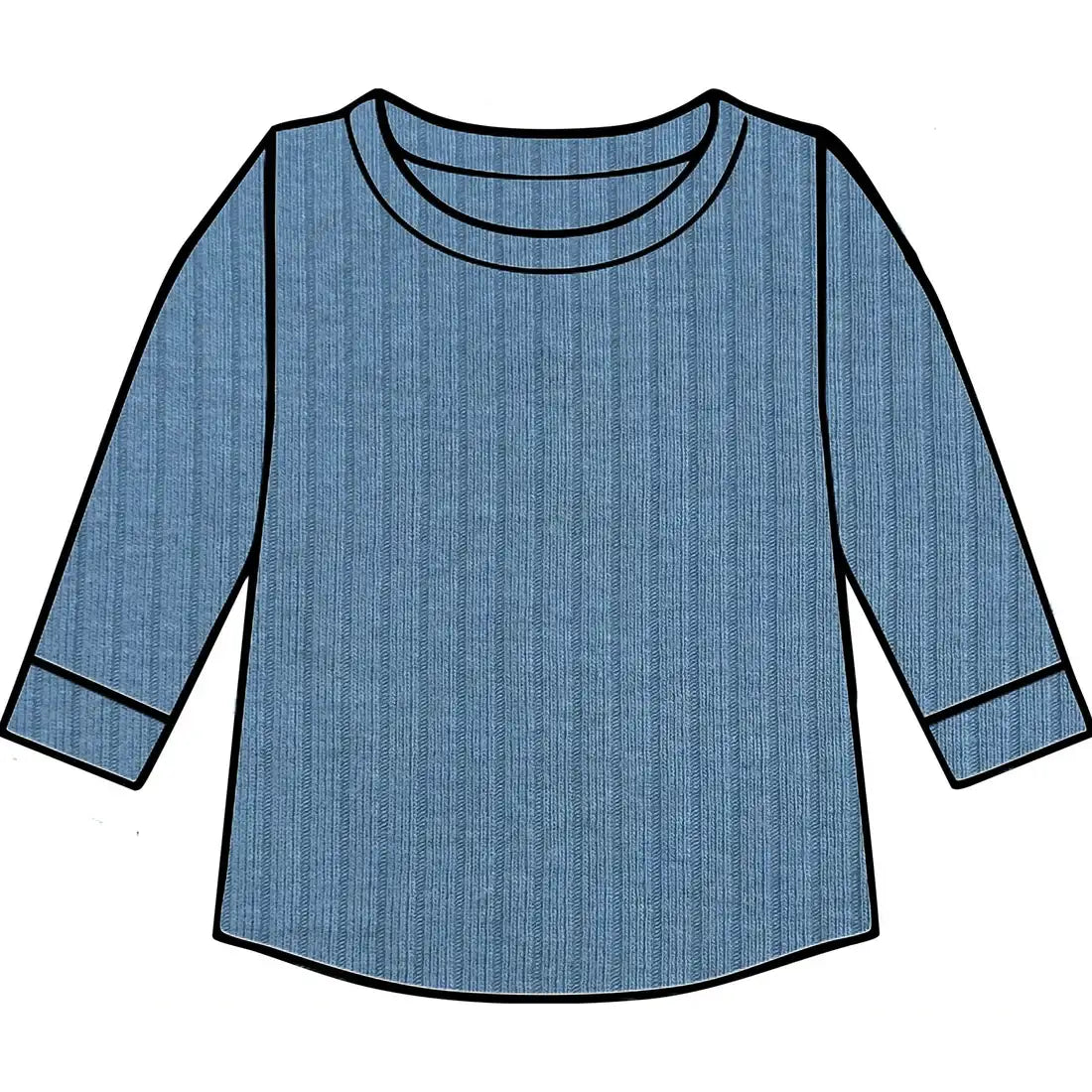 Dusky Blue Ribbed Top