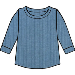 Dusky Blue Ribbed Top