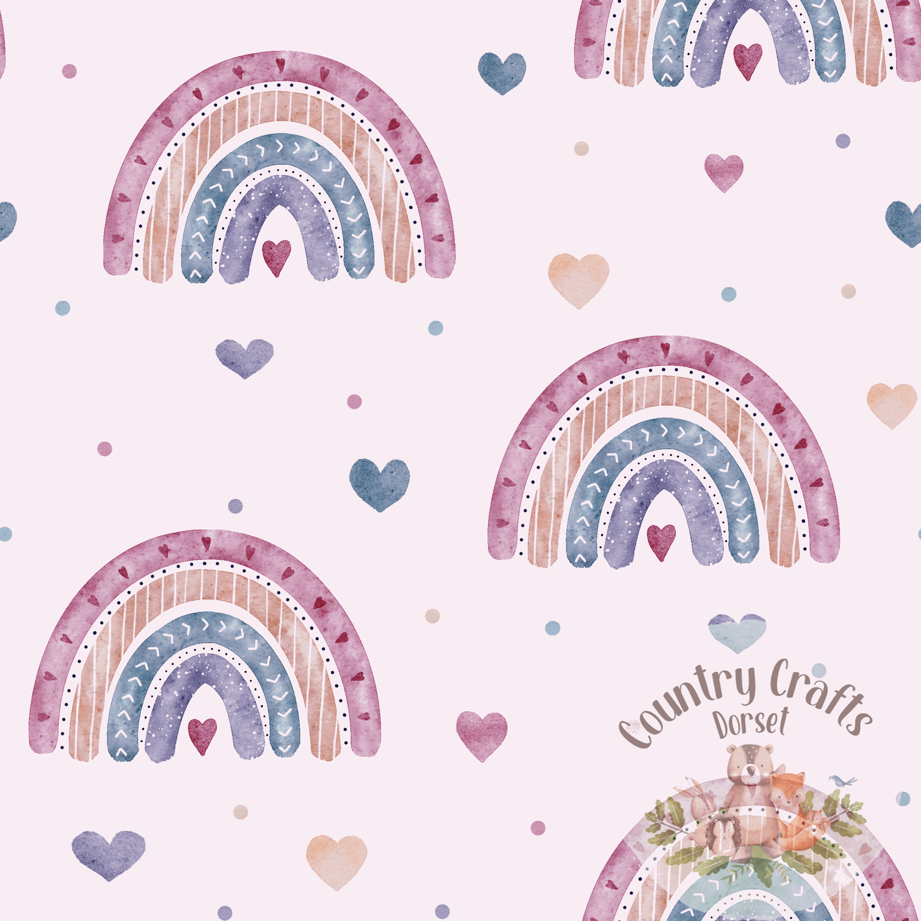 Rainbows Hearts- Pink - Bummies