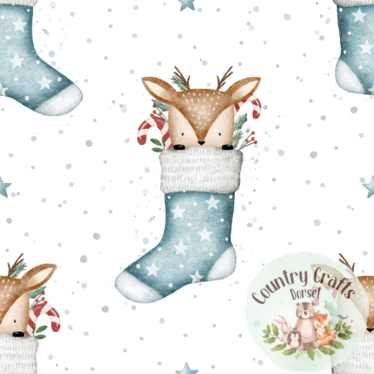 Christmas Reindeer Stocking- White -  Romper