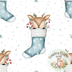 Christmas Reindeer Stocking- White -  Romper