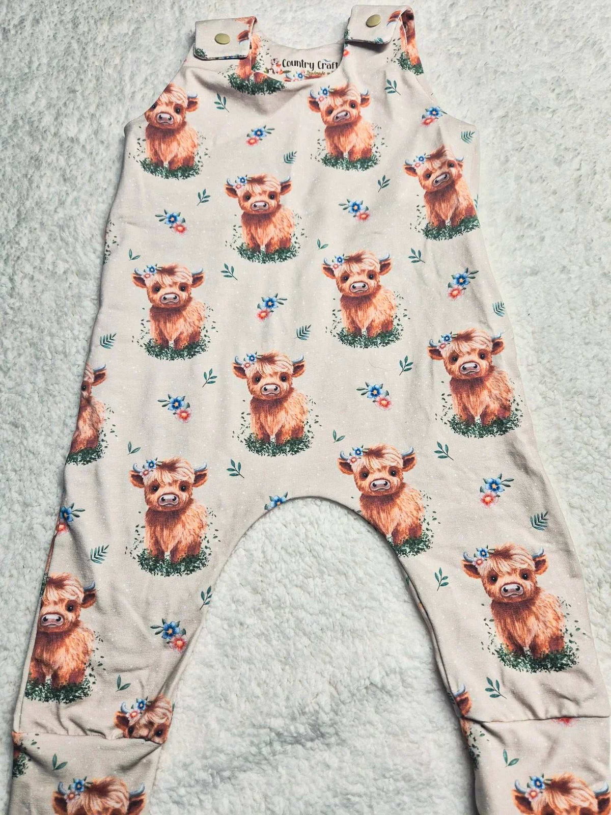 Hannah the highland Cow-Natural -  Romper