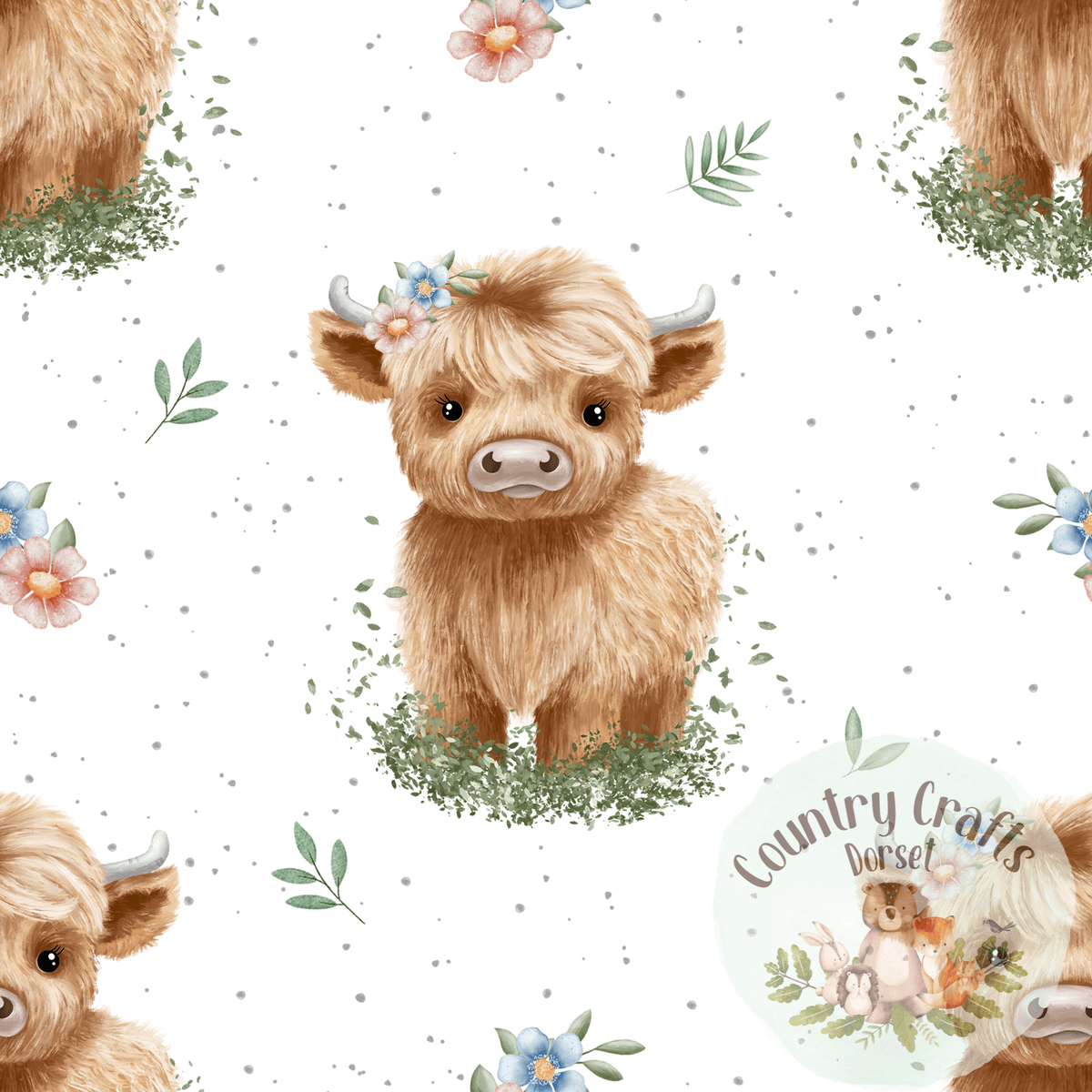 Hannah the highland Cow- White -Blanket