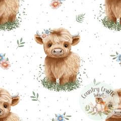Hannah the highland Cow- White -Blanket