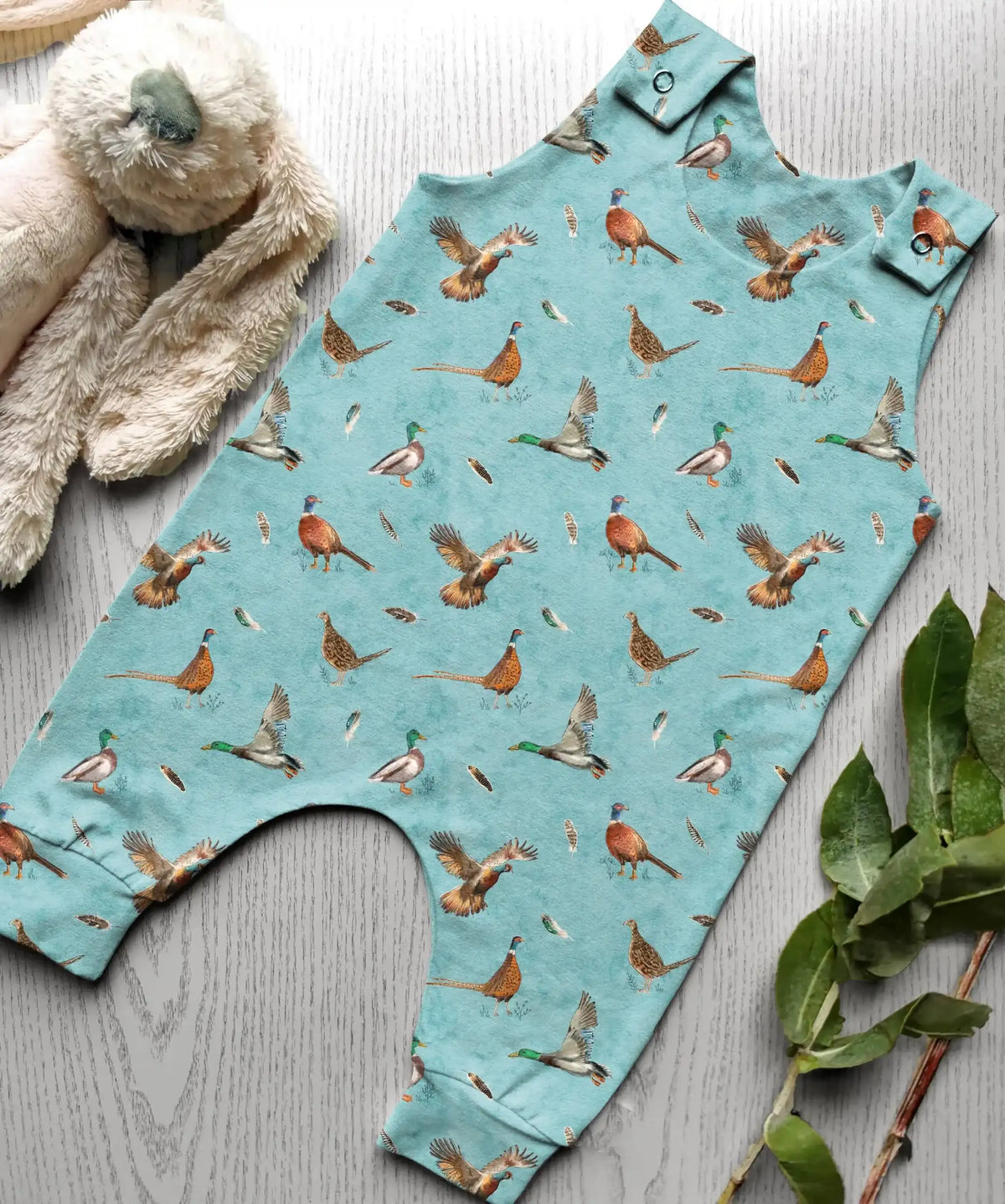 Game Birds - Turquoise-  Romper