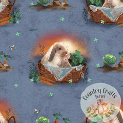 Bunnies in Basket  - Jumper with matching solid colour cuffs