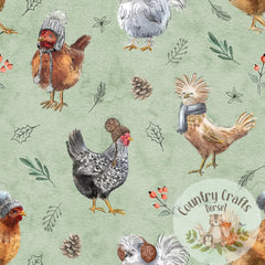 Winter Chickens- Jumper with matching solid colour cuffs