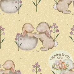 Bunnies in egg  - Jumper with matching solid colour cuffs