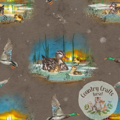 Ducks & Ducklings - Jumper with matching solid colour cuffs