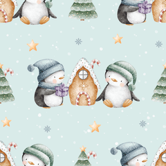 Penguin Party - Aqua-  Romper