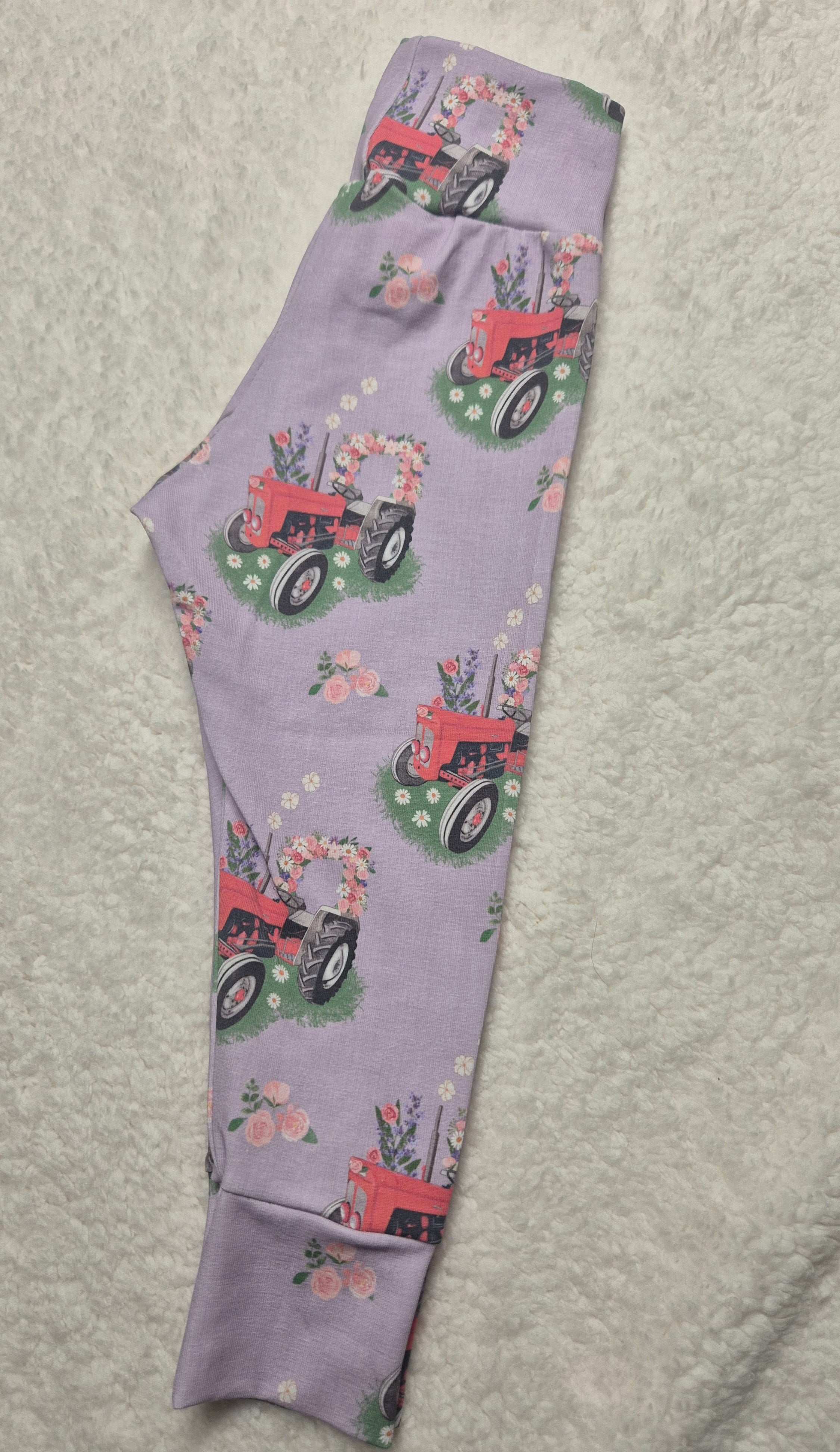 Vintage floral tractor - Lilac – Leggings