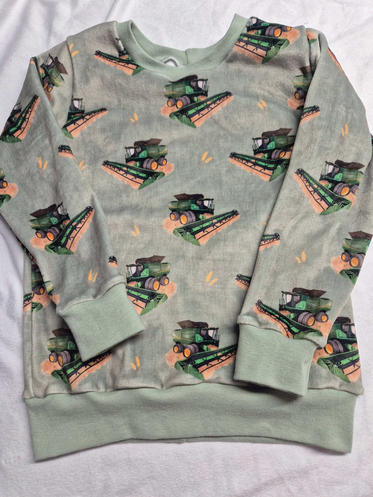 Combine - Sage - Jumper with matching solid colour cuffs